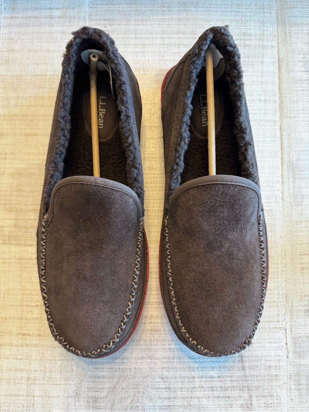 L.L.Bean Mountain Slippers Suede Fleece Lined Bean Boot Brown Men's 11 NIB - Picture 4 of 11